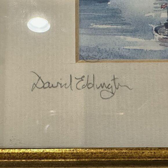 2 DAVID EDDINGTON vintage watercolour/lithograph of London Skyline Signed - Picture 11 of 13